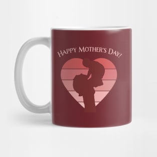 Happy Mother's Day Heart Mom Holding Child Retro Vintage Mug